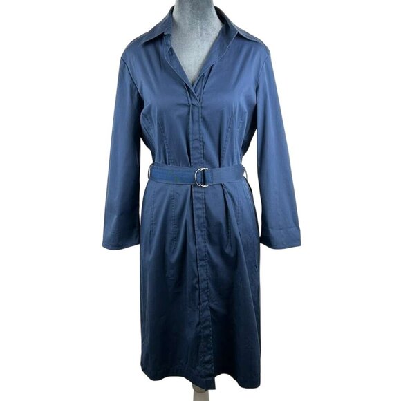 Boss Hugo Boss Dresses & Skirts - Hugo Boss Women's Size 8 Blue Dashina Belted Long Sleeve Shirt Dress